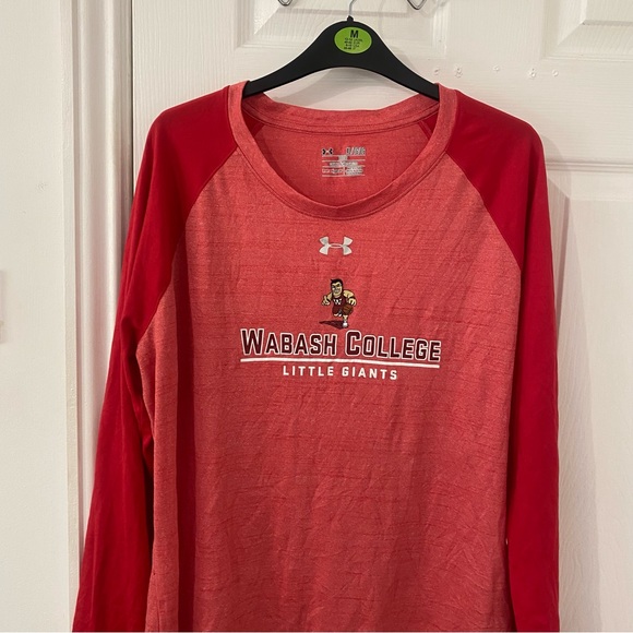 Under armour coral red vintage long sleeve loose Wabash College top size XL - Picture 2 of 2